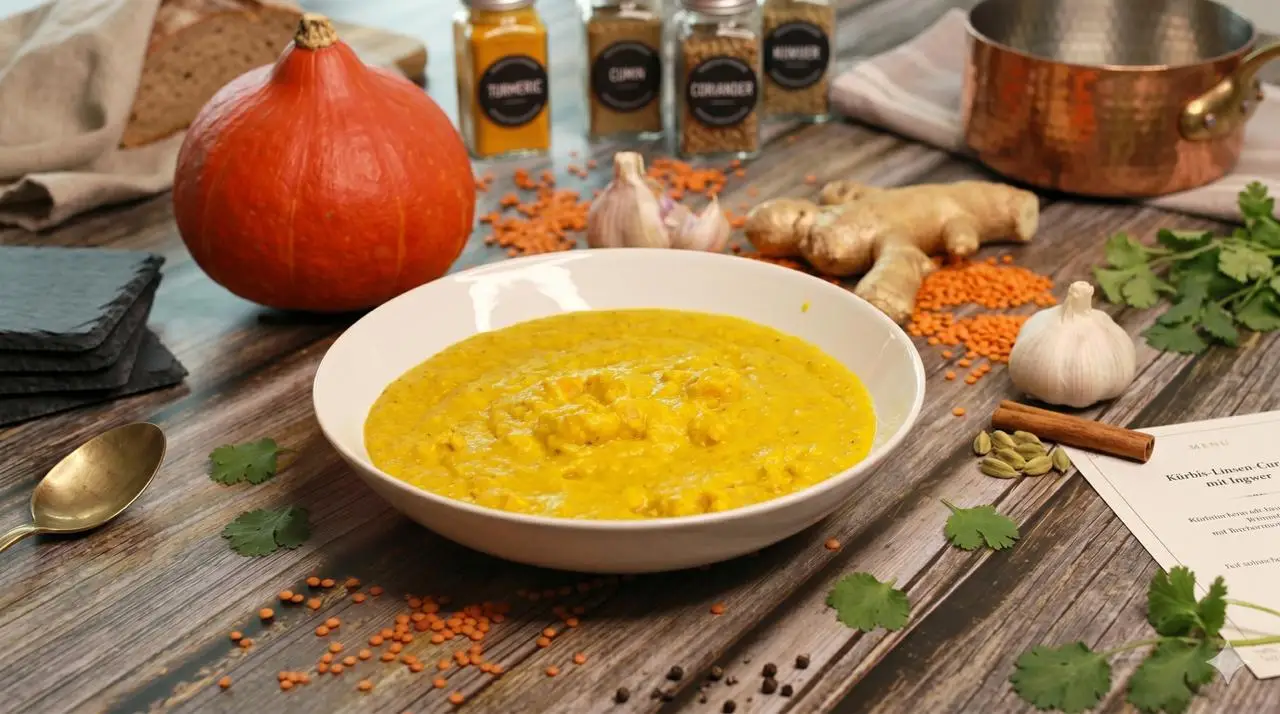 Cremiges Kürbis-Linsen-Curry