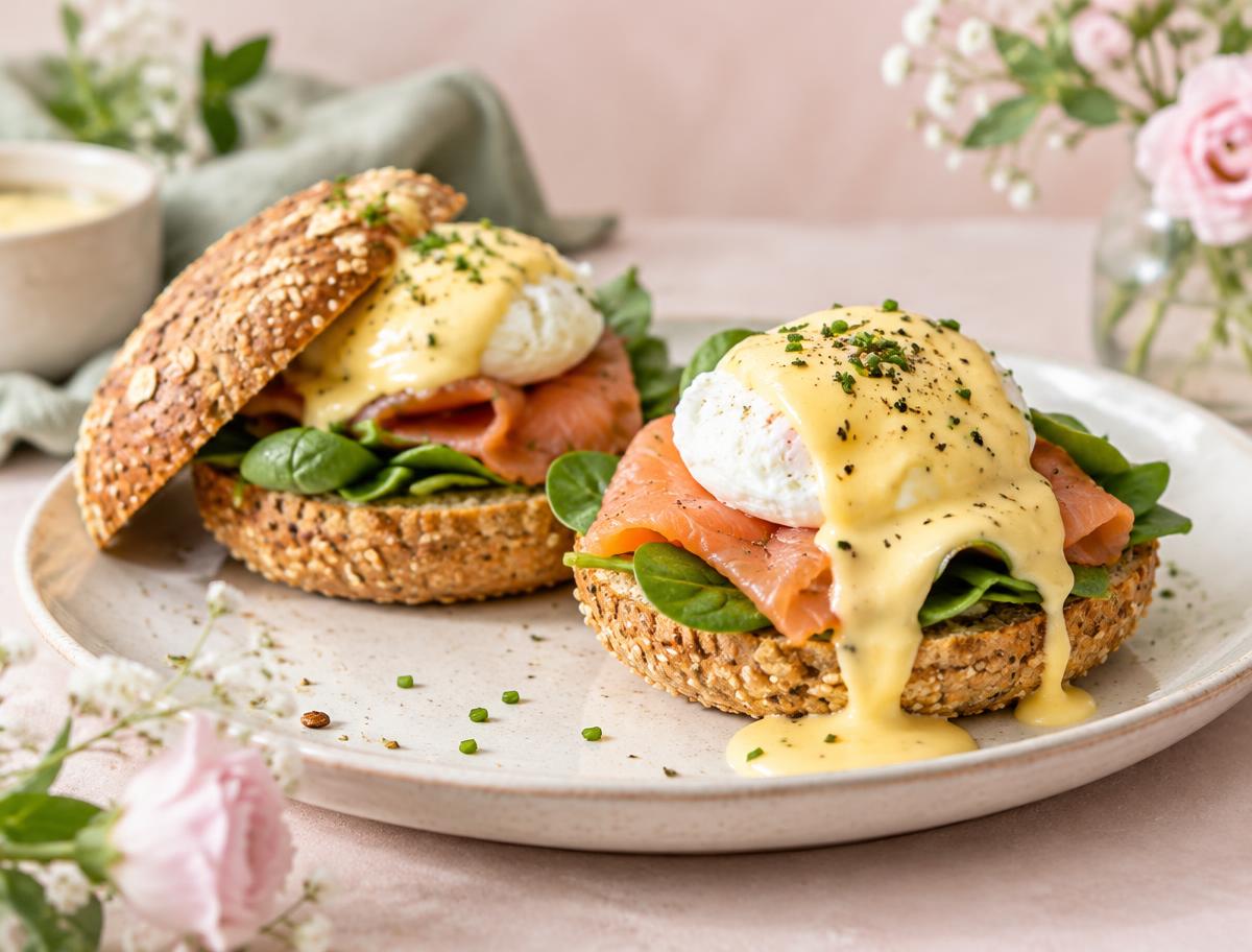 Eggs Benedict mit Protein-Haferbrötchen