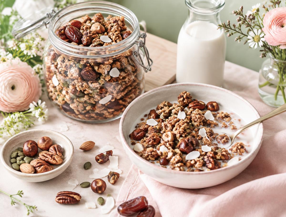 Knuspriges Dattel-Nuss-Granola
