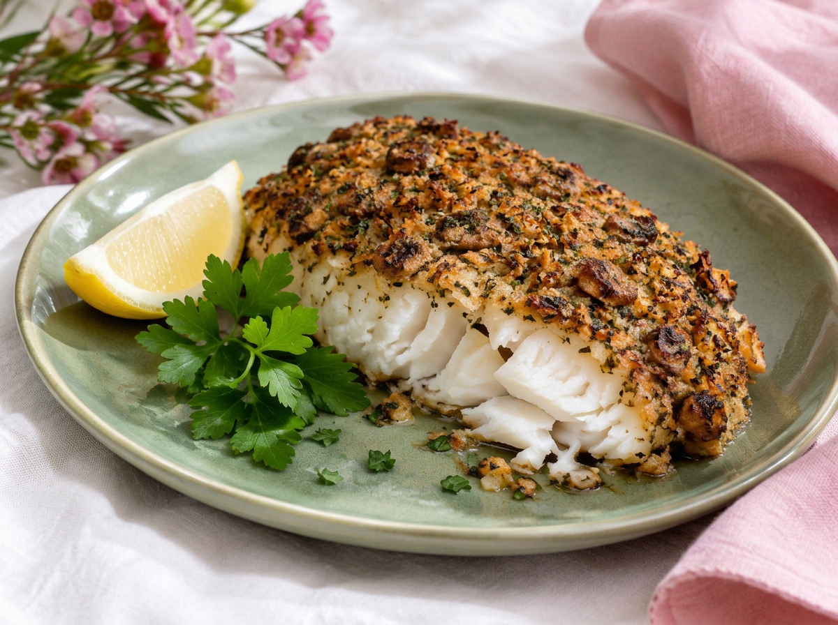 Baked Cod With Mushroom Crust