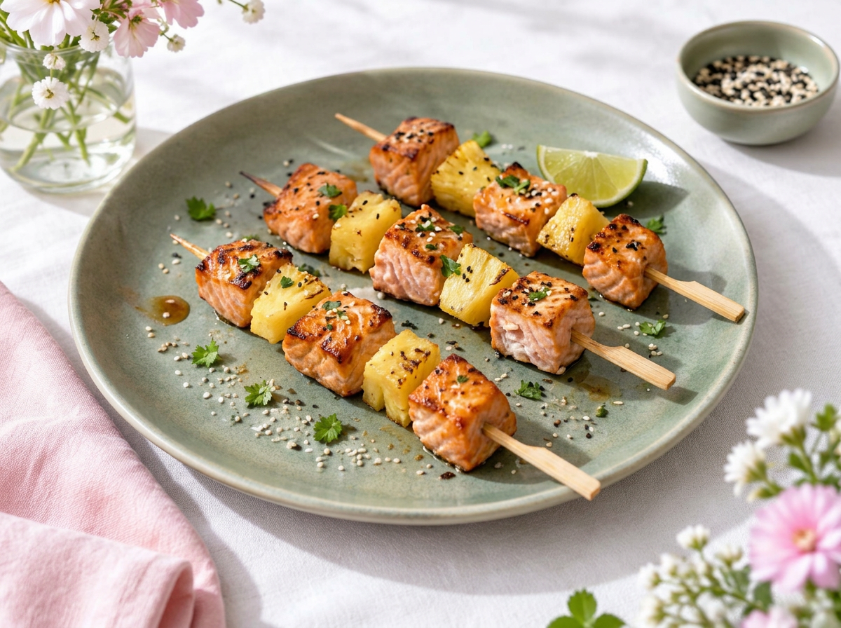 Salmon Skewers With Pineapple